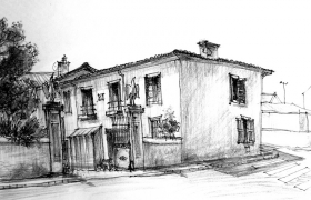 Skica domu od architekta Jozefa Frtúsa